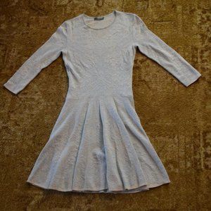 ALEXANDER MCQUEEN Blue Yellow Silk Floral Lace Pastel Dress Medium Long Sleeve